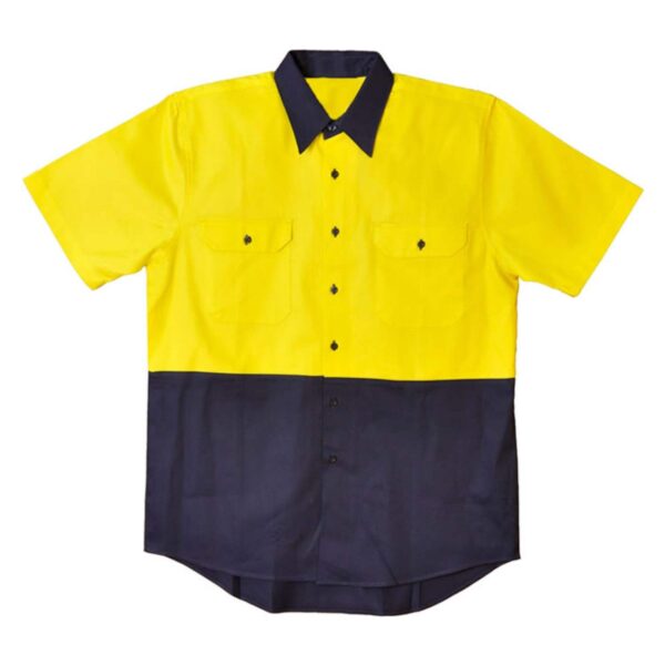 Factory Stand Collar Multi-color Workwear Clothes Moisture Wicking Short Sleeve Shirt With Two Pocekts On The Chest - Image 2
